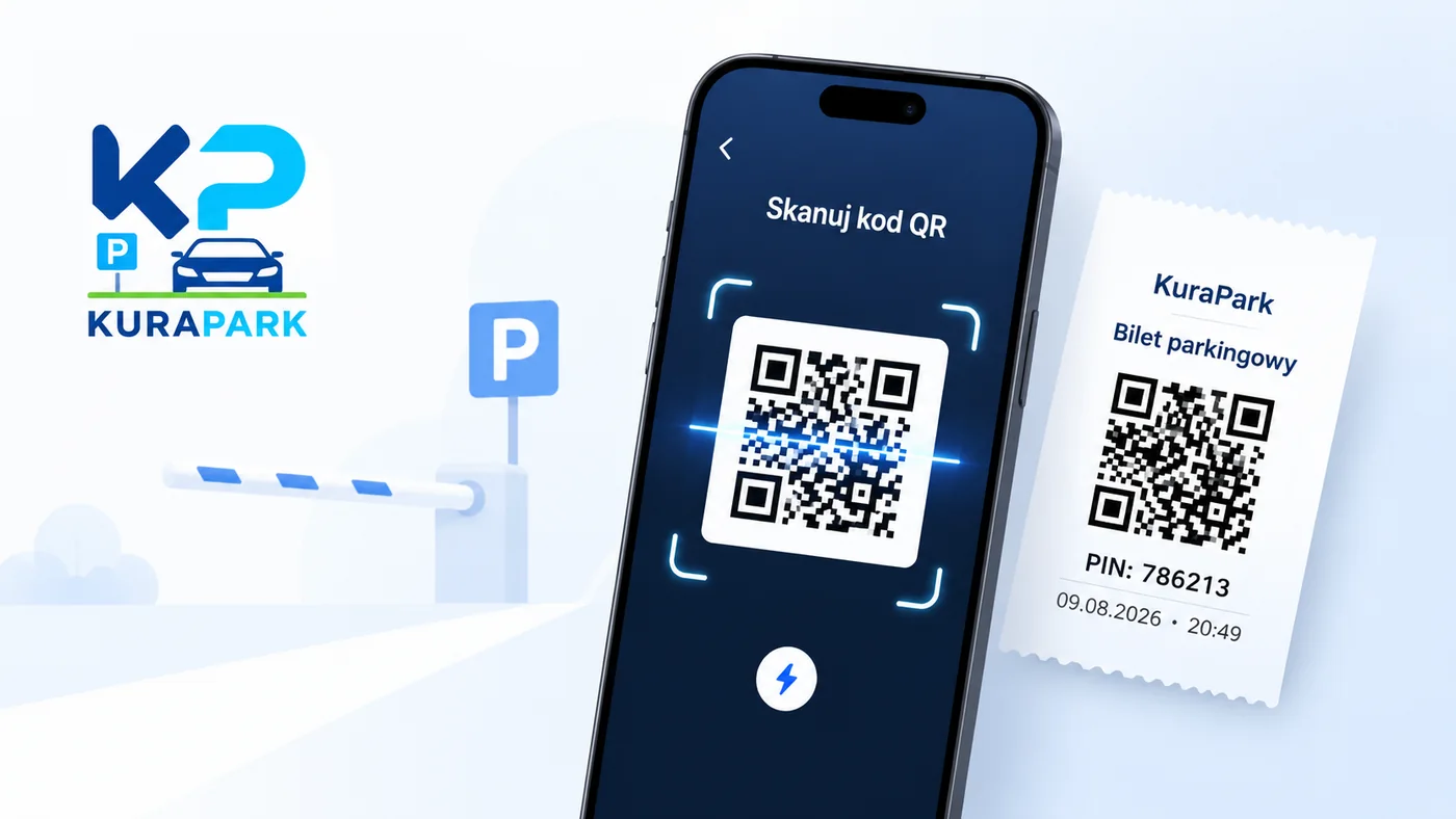 Skanowanie kodu QR z biletu parkingowego w KuraPark